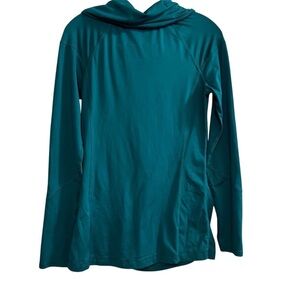 Zella Women's Cowl Neck‎ Pullover Top Green Blue Long Sleeve Size M Casual